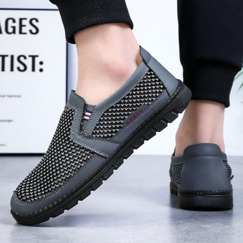 New summer mesh hollow men's shoes soft sole light and non-smelly feet polyurethane medium and old 2025 dad shoes