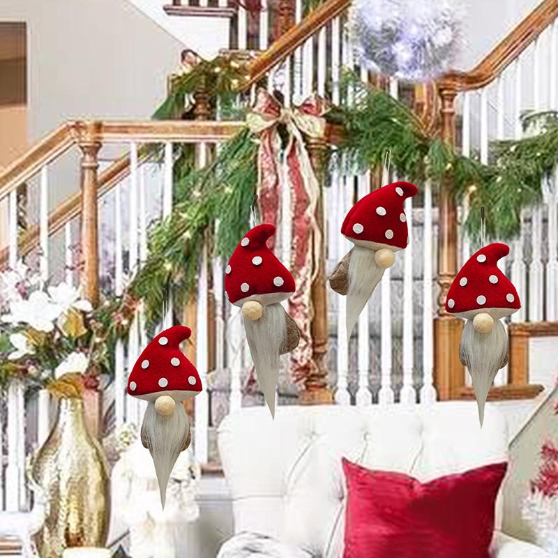 1/4/6PC Polyester Christmas Tree Hanging Pendants Cute Long Beard Doll Pendants Home Red Party Tree Hanging Christmas