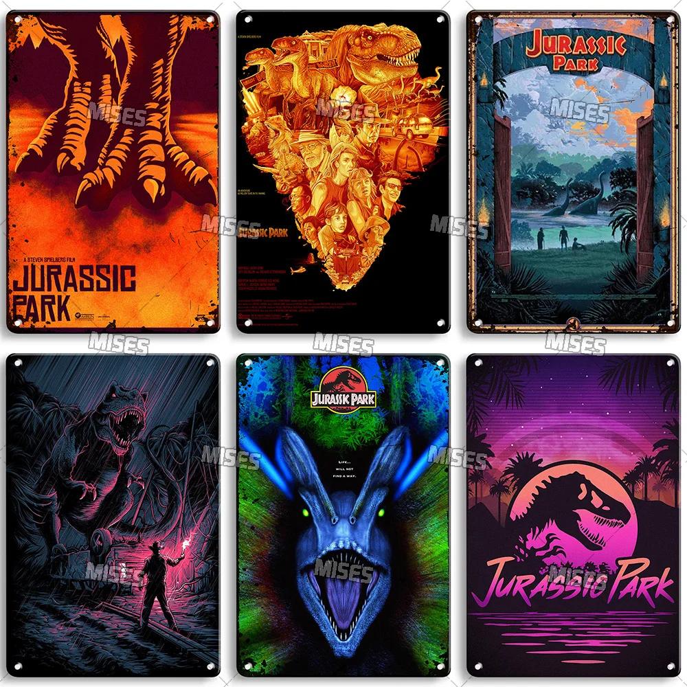 MISES Film Classico Jurassic Park Targa Metallica Pub Targa Metallica Giardino Vecchia Targa Murale Segno Metallico Arrugginito Decorazione Murale Poster Metallico