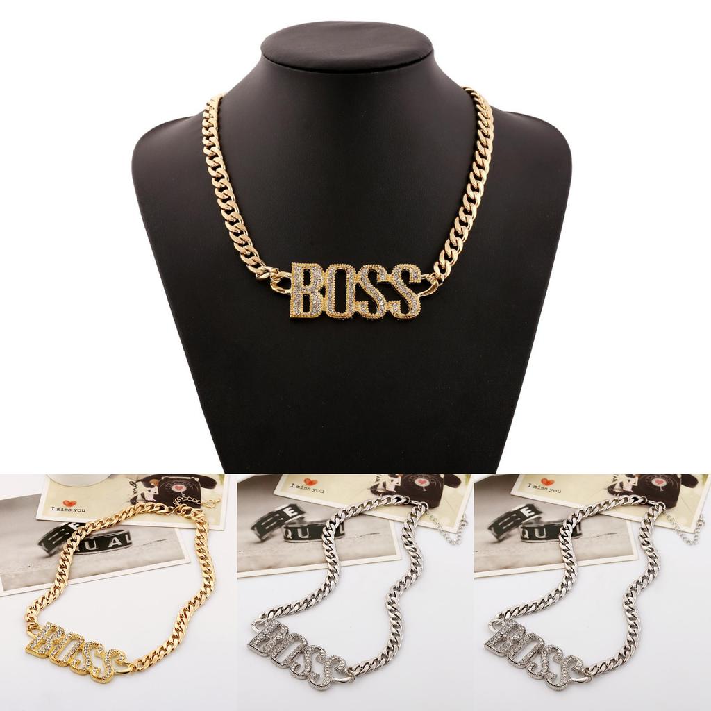 Fashionable Rhinestone Decorated Metal Letter Women Necklace For Fashion Enthusiasts