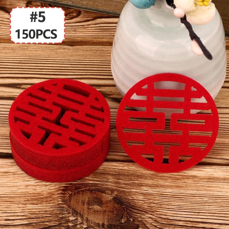 

150 шт., мини-двойные наклейки «Счастье и любовь», китайские традиционные свадебные конфетти, товары для банкетов и вечеринок, украшение для свадебной комнаты