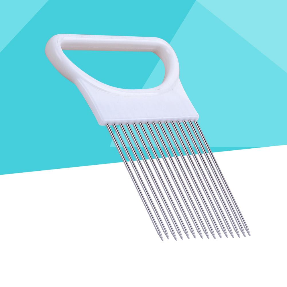 12 Prong Fine Cutting Vegetable Holder for Onion Tomato Lemon Potato Stainless Steel Slicer Grip No Mess Kitchen