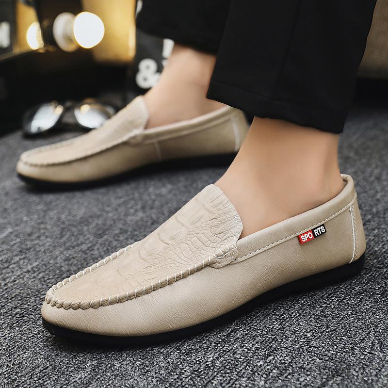 Yumuşak Deri Loafer Bere Ayakkabı Düğün Damat Erkek İş Yumuşak Tabanlı Resmi Ayakkabılar Günlük Düşük Üst Hafif Tek Pedal