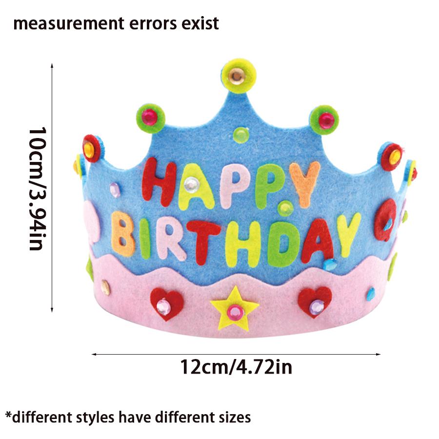 2/4pcs Non woven Crown Birthday Hat DIY Material Handmade Kit Birthday Party Creative Decorative Headwear XJM