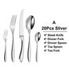 6/16/20/24Pcs Sliver Tableware Stainless Steel 304 Cutlery Set Western Knife Fork Spoon Mirror Dinner Set  Elegant Flatware