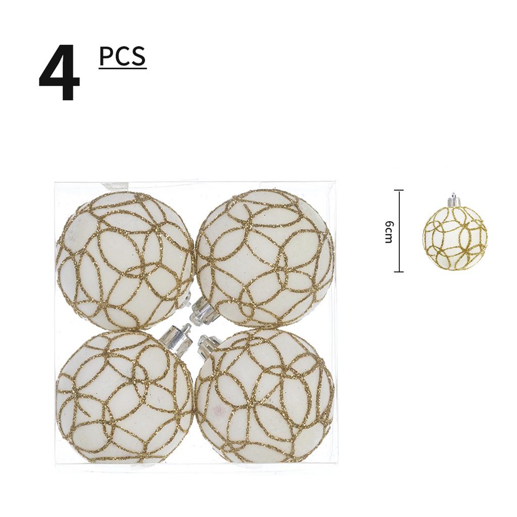 4PCS Christmas Decorations Flocking Electroplated Plastic Balls 6cm Christmas Tree Pendant Christmas Ball Set