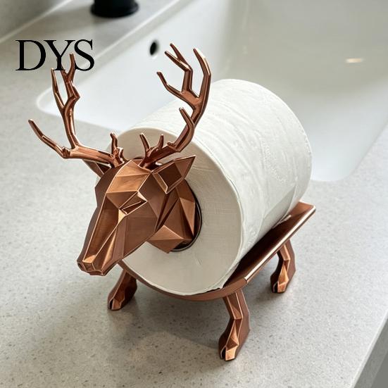 Tissue Dispenser 3D Printed Elk Toilet Paper Holder, Stable Base Bathroom Roll Durable Stand Dispenser, Waterproof PLA Decorative Towel Storage,
