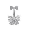 Elegant Belly Button Rings Stainless Steel Pink Bow Belly Rings Navel Piercing Jewelry  For Girls
