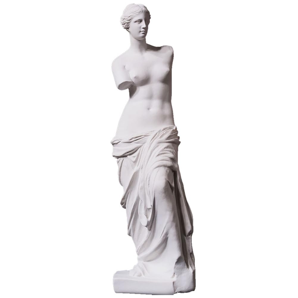 FUPUTWO Venus de Milo Plaster Statue, Louvre Museum Treasure Replica Figurine, Decorative Object Ornament (White) белый