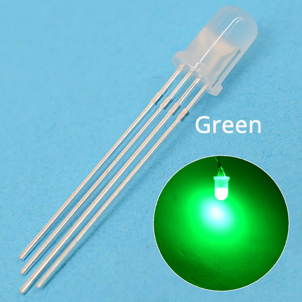 100 Stück LED-Emitting Diodes Min F5 5 mm runde Lampenperle 4-polige diffuse Glühbirne RGB dreifarbige gemeinsame Kathode Dekoration Atmosphäre Neon