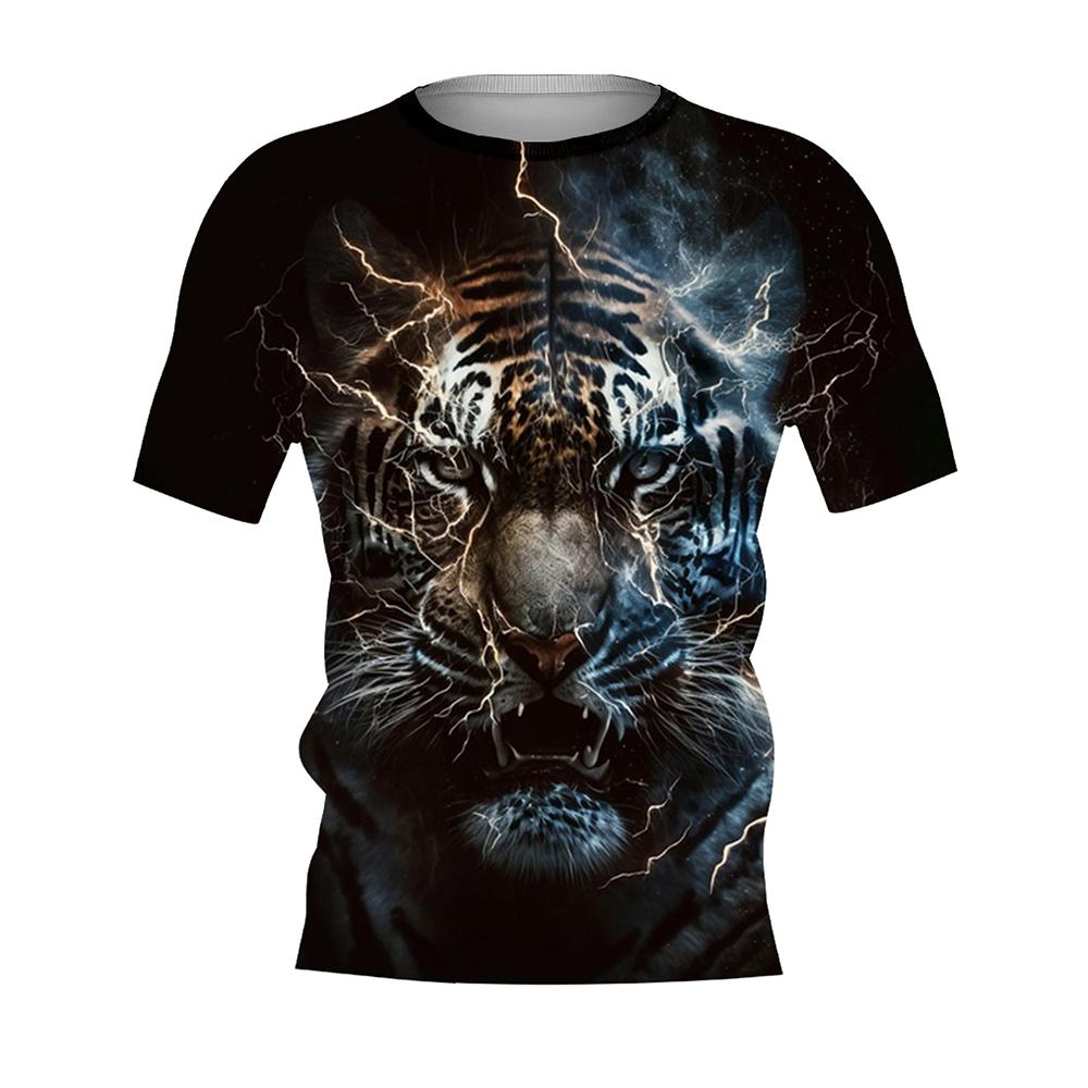 New Summer Tiger Pattern 3D Print T-Shirts Men Women Animal Cute O-Neck Short Sleeve Oversized Harajuku Tee Top Kid Man Clothing