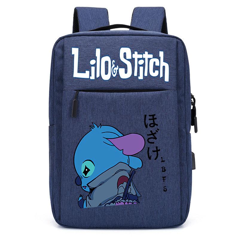Spacious Usb Charging Stitch Backpack Nylon Material School Bag For Students