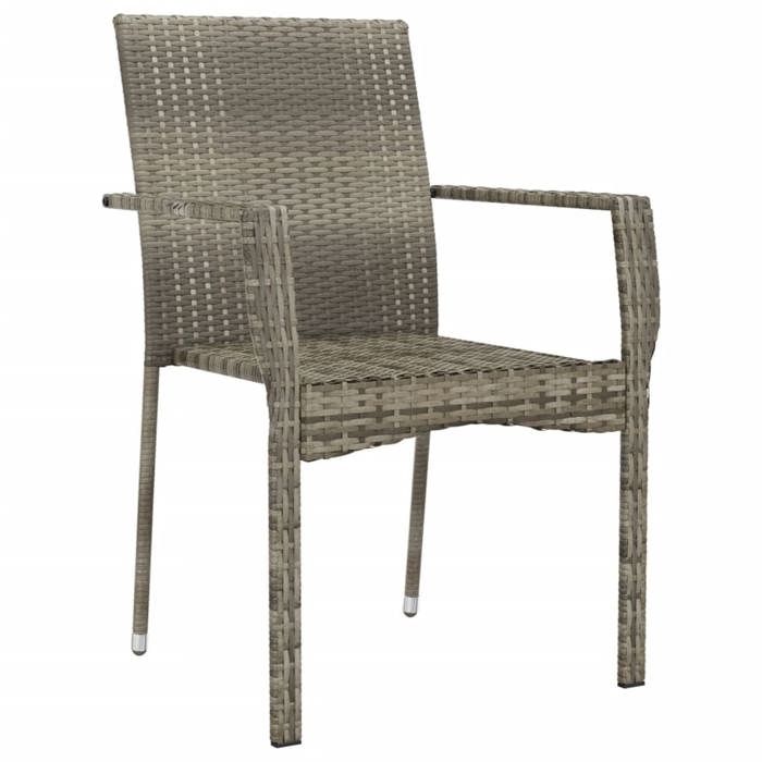 VidaXL Garden Chairs with Cushions 4 Pcs Woven Resin Grey, Garden Furniture, Patio Furniture, Balcony Chair, 319880