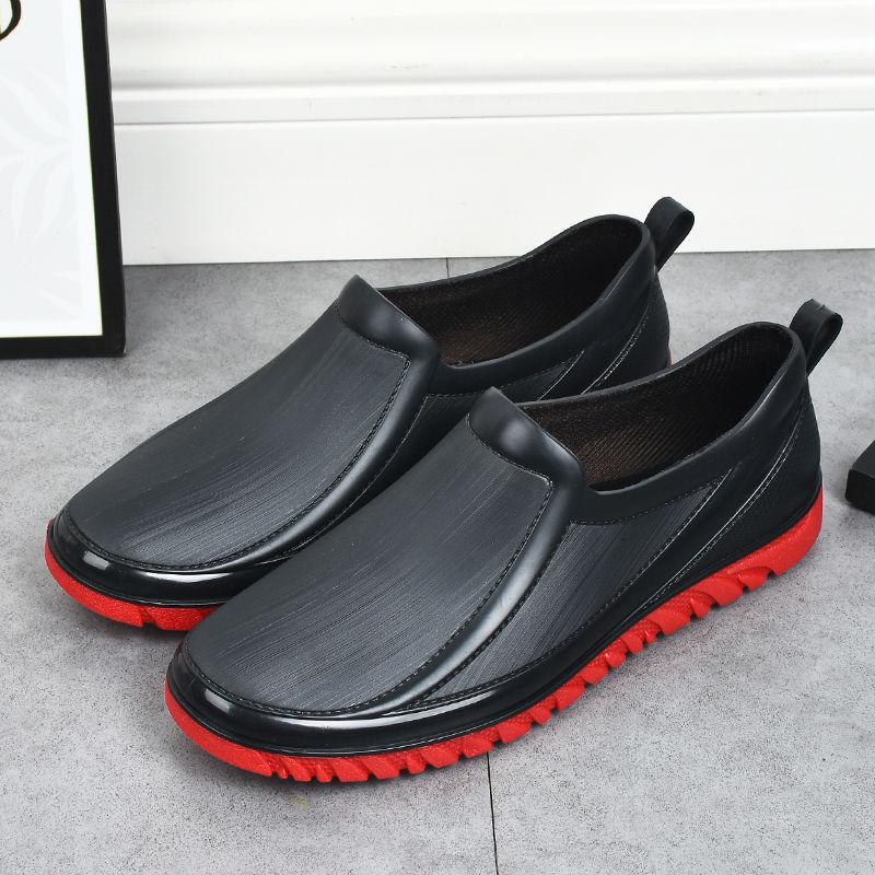 Waterproof, Anti Slip, Fashionable Low Top Rain Shoes for Men Fishing, Kitchen Construction Sites, and Rural Areas