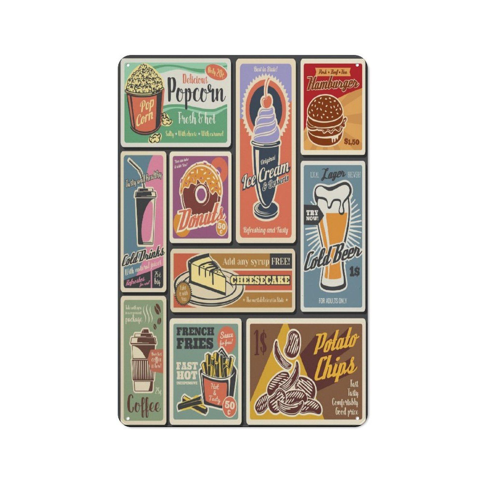 

1Pc Vertical Tin Wall Poster Metal Decor 2030cm / 3040cm Retro Style For Home Kitchen Bar Garage Living Room 20*30CM