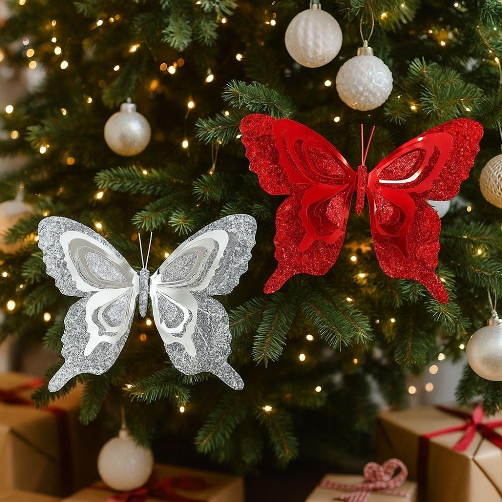 With Clip Butterfly Hanging Decor Realistic Artificial Butterfly Ornaments  Christmas Tree