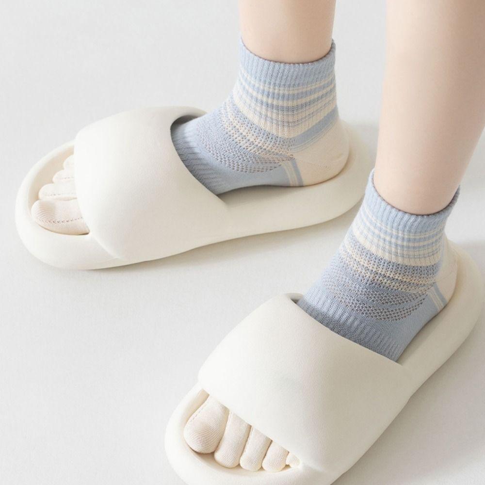 Cotton Mid-calf Socks Breathable Split Toe Socks Patchwork Five Toe Tube Socks Girl