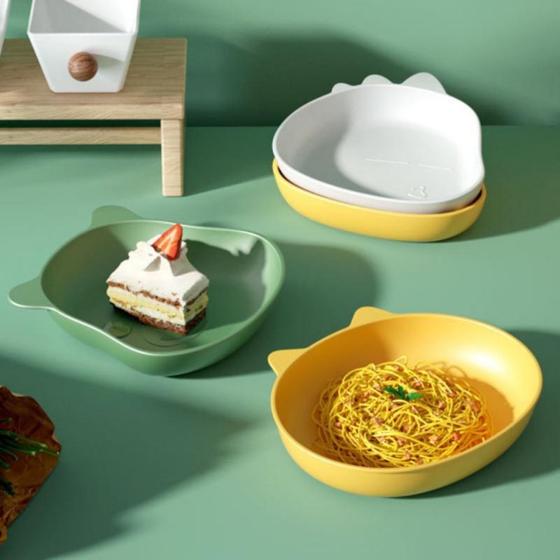 Prato de jantar doméstico, bandeja de servir desenhos animados para lanches de frutas, pratos planos de plástico, pires, cupcake, sobremesa, prato de festa em casa