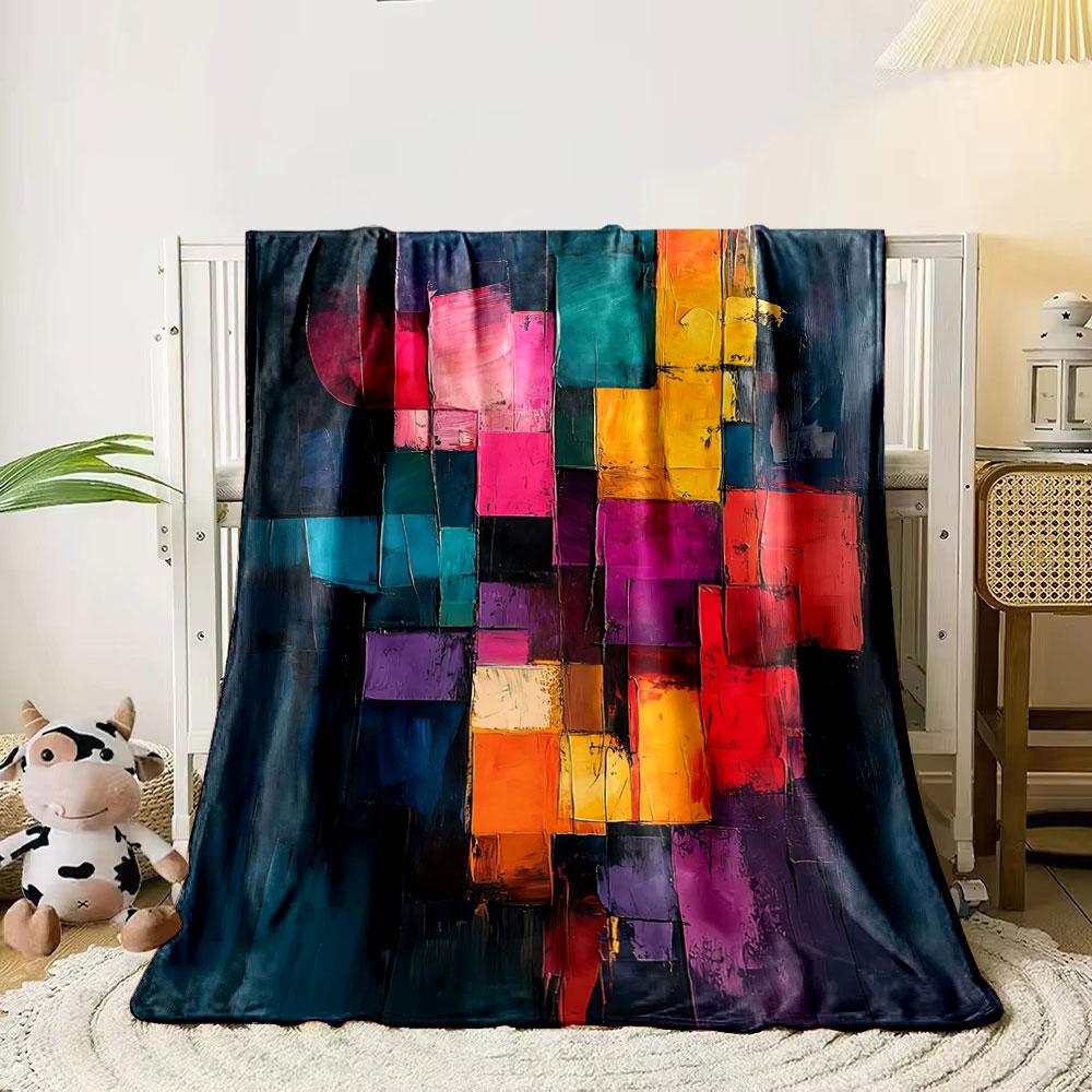 

Geometric blocks of vibrant colors with prominent texture and deep hues. for all seasons blanket lunch break throw gift 80cm x 120cm