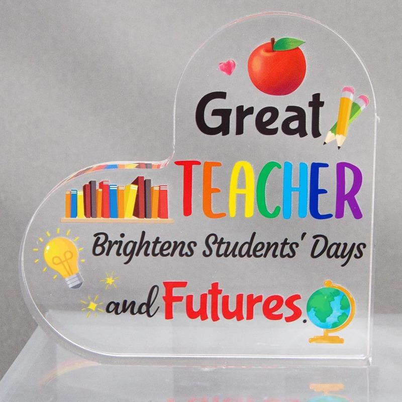 Teacher Appreciation Heart Paperweight - Thank You & Retirement Desk Gift from Students