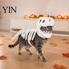 Abbigliamento per Animali Domestici di Halloween Costume Scheletro di Dinosauro, Abbigliamento 3D Luminescente al Buio, Morbido Cappello di Peluche Vestito Dino per Cani Gatti, Costume Cosplay per Feste di Vacanza