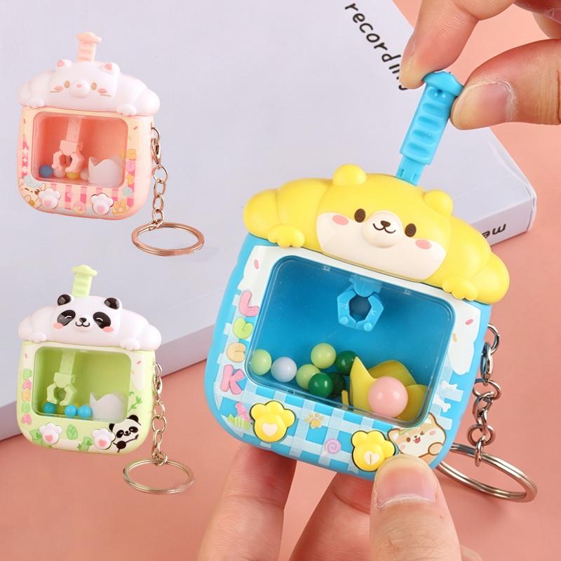 Cartoon Kleine Panda Mini Shiba Inu Grijpkraan Speelgoed Sleutelhanger Gacha Machine Hanger Cadeau