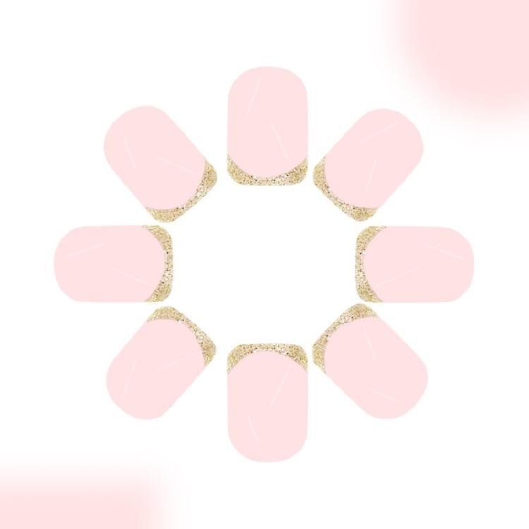 24 Pcs Short Square Acrylic Nail Simple Full Cover Stick On Nail French Tip Press On Nail Glittering False Nail