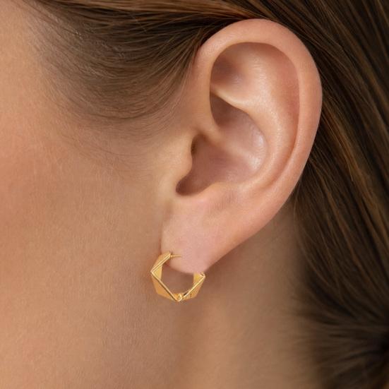 1 Pair Hoop Earrings for Women, Thick Chunky Geometric Rhombus Earrings, Statement Small Huggie Hoop Earring