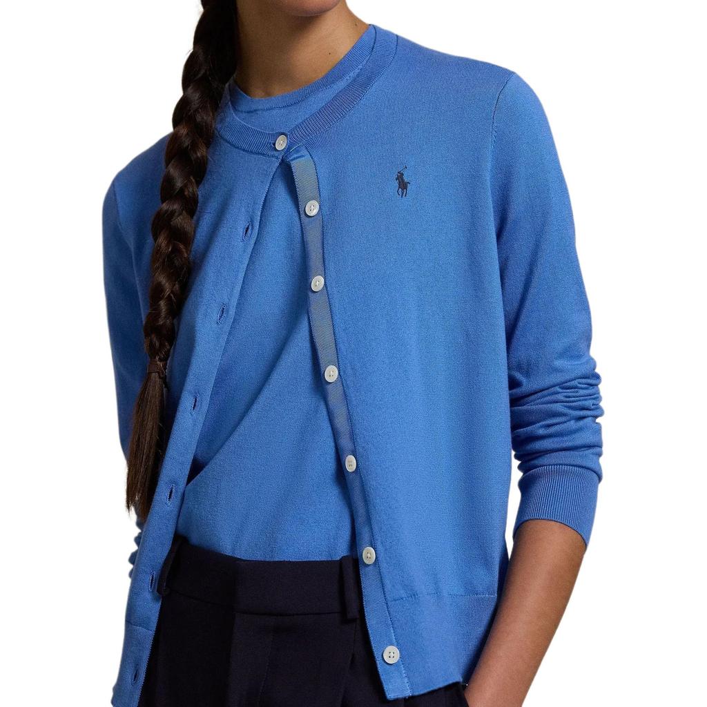 Polo Ralph Lauren Solid Color Logo Embroidered Long Sleeve Knit Top Women tops Blue WMPOSWENDW20368-400