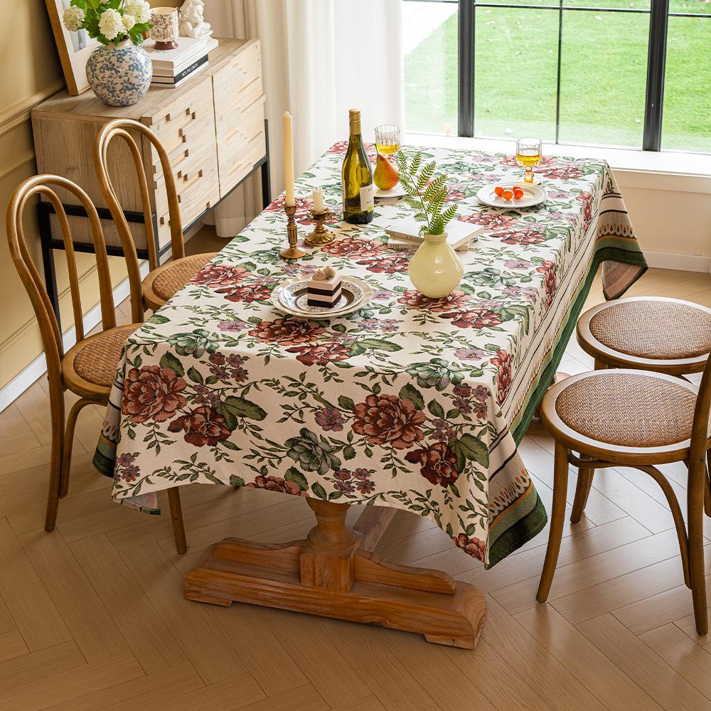 Thickened Classical Ethnic Retro Pattern Rectangular Tablecloth Household Dining Table Cloth Living Room Coffee Table Cover Towel