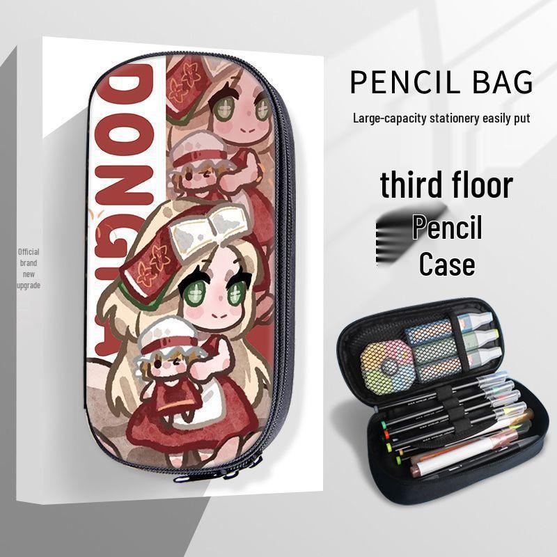 

Trendy Canvas Pencil Case for Junior High Students - Exquisite Stationery Box Large Capacity Three-Layer Canvas Pencil Case
