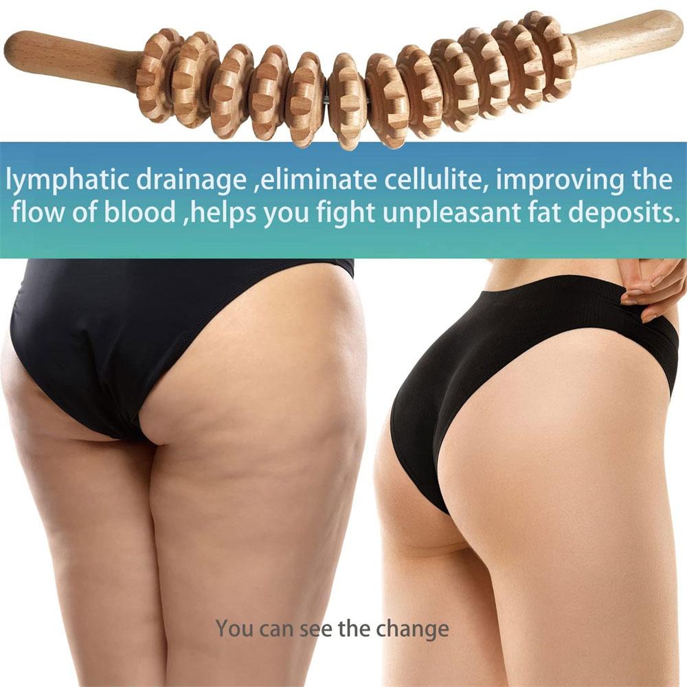 Natürlicher Holz-Massage-Roller für Taille, Oberschenkel, Cellulite-Reduzierung, Muskelverspannungs-Linderung, Körpermassagegerät