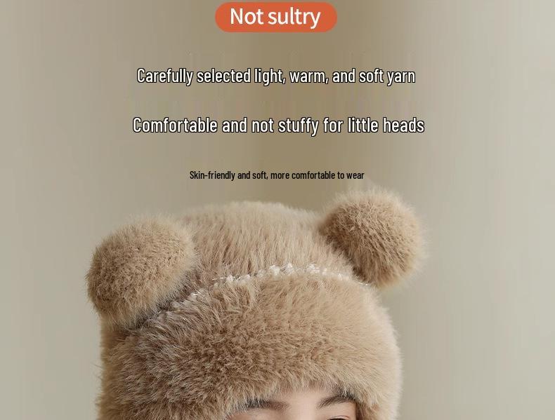 Kids' Wool Hat and Scarf Set with Ear Protection for Women and Boys - Warm, Velvet-Lined Pullover for Autumn and Winter