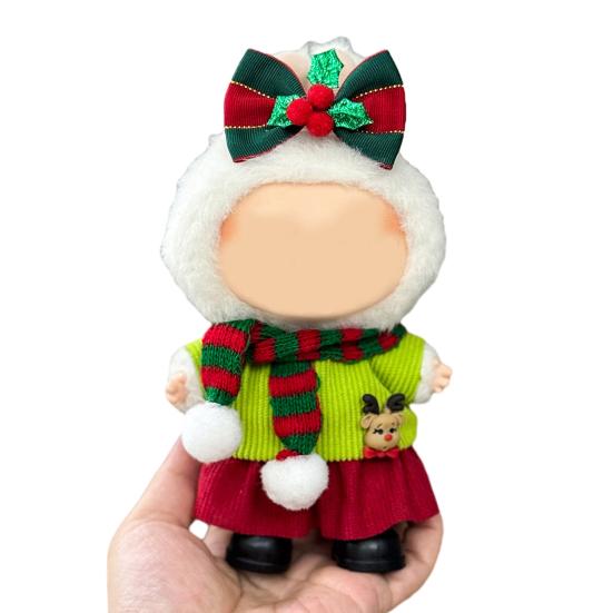 Christmas Costume Set 17cm Doll Outfit Santa Claus Clothes Santa Hat Dress Accessories Cute Dress Up Costume Set for Xmas Holiday Winter Gifts