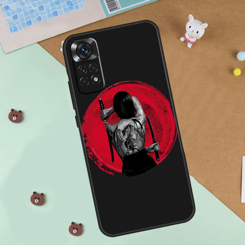 Anime Girl Samurai Case For Xiaomi Redmi 14C 10C 12C 13C Cover For Redmi Note 13 Pro 14 9 10 11 12 10S 11S 12S