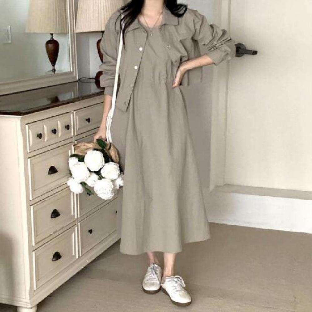 New Arrivals Open Run Women Long Dress Oversized Shirt Set