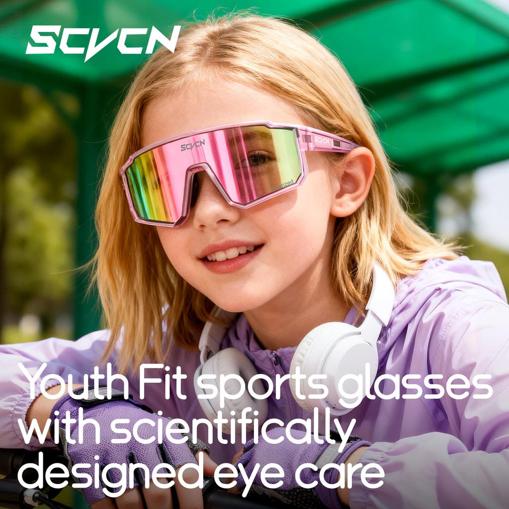 SCVCN 5-16 Years Children Photochromic Cycling Glasses Outdoor Sports Sunglasses Kids MTB Bikes Eyewear Boys Girls UV400 Goggles