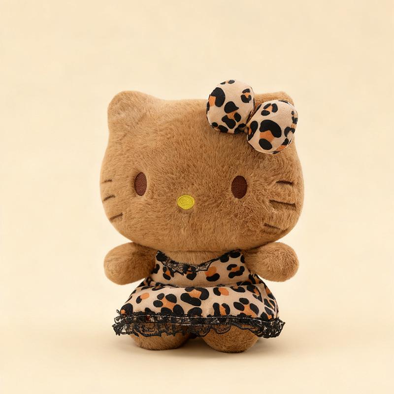 Large Black Leopard Print Hello Kitty Plush Pillow Doll