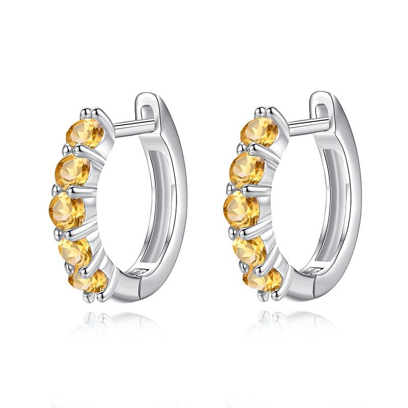 Luxury S925 Sterling Silver Topaz Earrings for Women Natural Crystal Birthstone Studs Earring Exquisite Banquets Jewelry FCGJHW