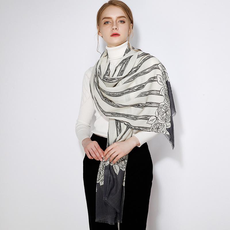 Winter Wool Scarf Women's Long Thermal Scarf Shawl Dual-purpose