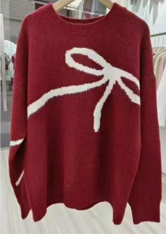 Korean Style Bow Knit Loose Pullover Sweater - Women’s Autumn/Winter 2025 Collection