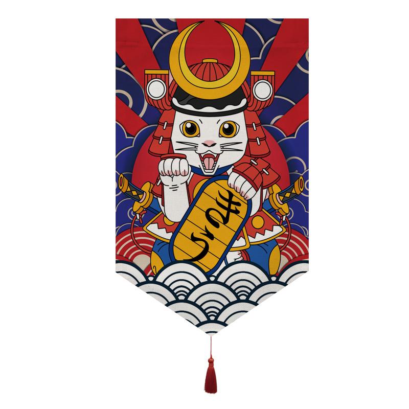 Japanese Short Curtain Doorway Noren Sushi Shop Triangle Flag Kitchen Home Decor Drapes Ramen Restaurant Hanging Half-Curtain