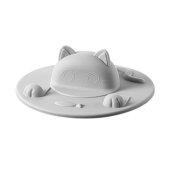 Silicone Cup Lid Cat Design Spill Proof Cup Cover with Tea Bag Slot Heat Resistant Non-Slip Microwave Safe Mug Cover for Coffee Tea Milk Cups
