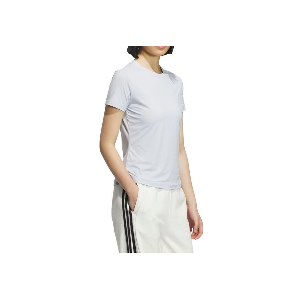 Adidas Casual Comfortable Fashionable Simple Versatile Short Sleeve T-Shirt Women Tops Light-Blue KC1487
