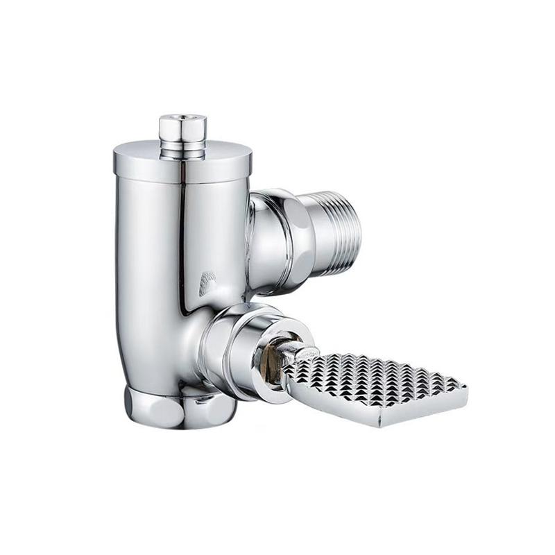 Brass 90-Degree Foot-Pedal Flush Valve with Press-To-Flush Delay Water Saving & Eco-Friendly Modern Design for Hotel Toilets