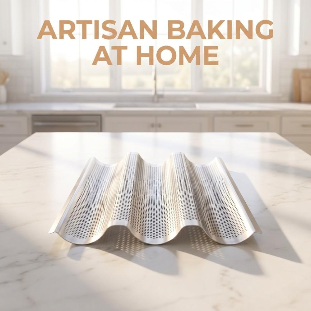 3 Wave Loaves French Bread Baking Mold Stainless Steel Baguette Pan Baguette Baking Tray Breakfast