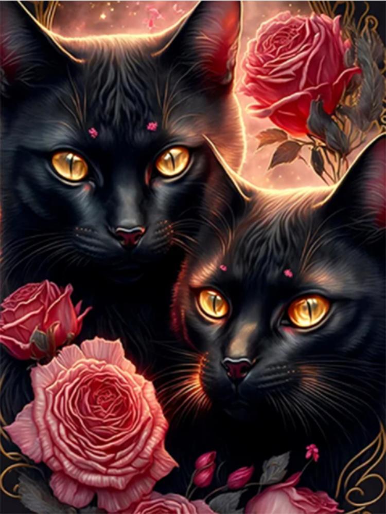 

5D DIY Алмазная картина Милая кошка Картина Мозаика Животное Вышивка Крестом Цветок Украшение для дома и детской комнаты Full Round 20x30CM