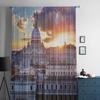 Stadtgebäude Landschaft Transparenter Vorhang für Wohnzimmer Schlafzimmer Voile-Vorhänge für Fenster Organza-Vorhänge Party Tüll-Drapierungen