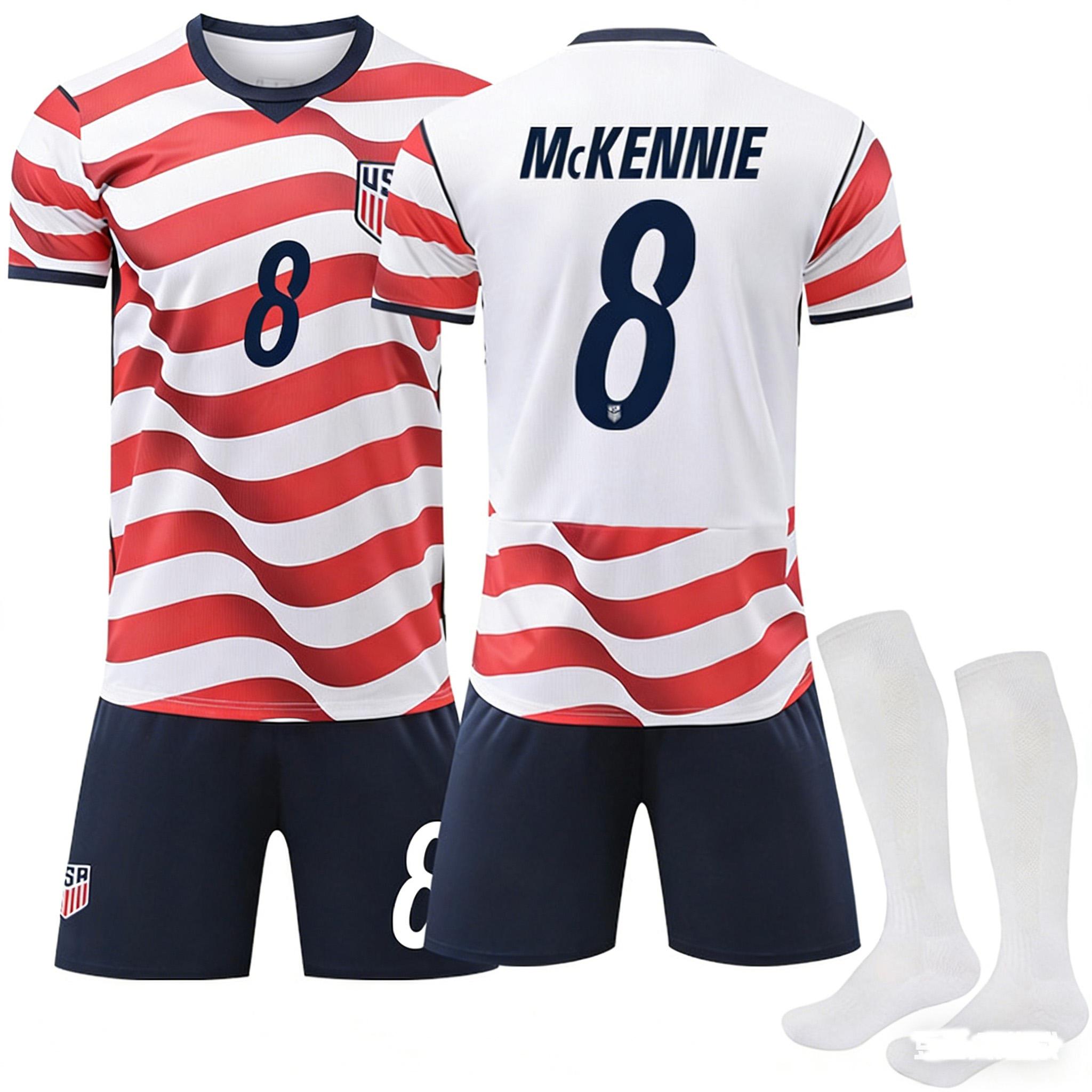 

2026 FIFA World Cup USA Home #8 McKENNIE Sport Training Jersey Set with Socks Teens Kids Adults Custome Name Football Kits 3XL