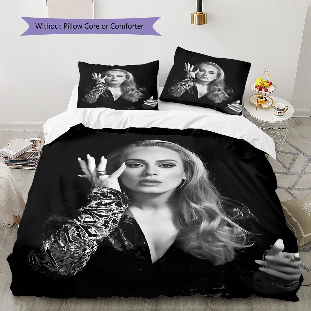 Adele Pattern Bedding,Quilt Set Quilt Cover Pillowcase Home Decoration Birthday Gift (1 * Duvet Cover + 2 * Pillowcase, Without Core)